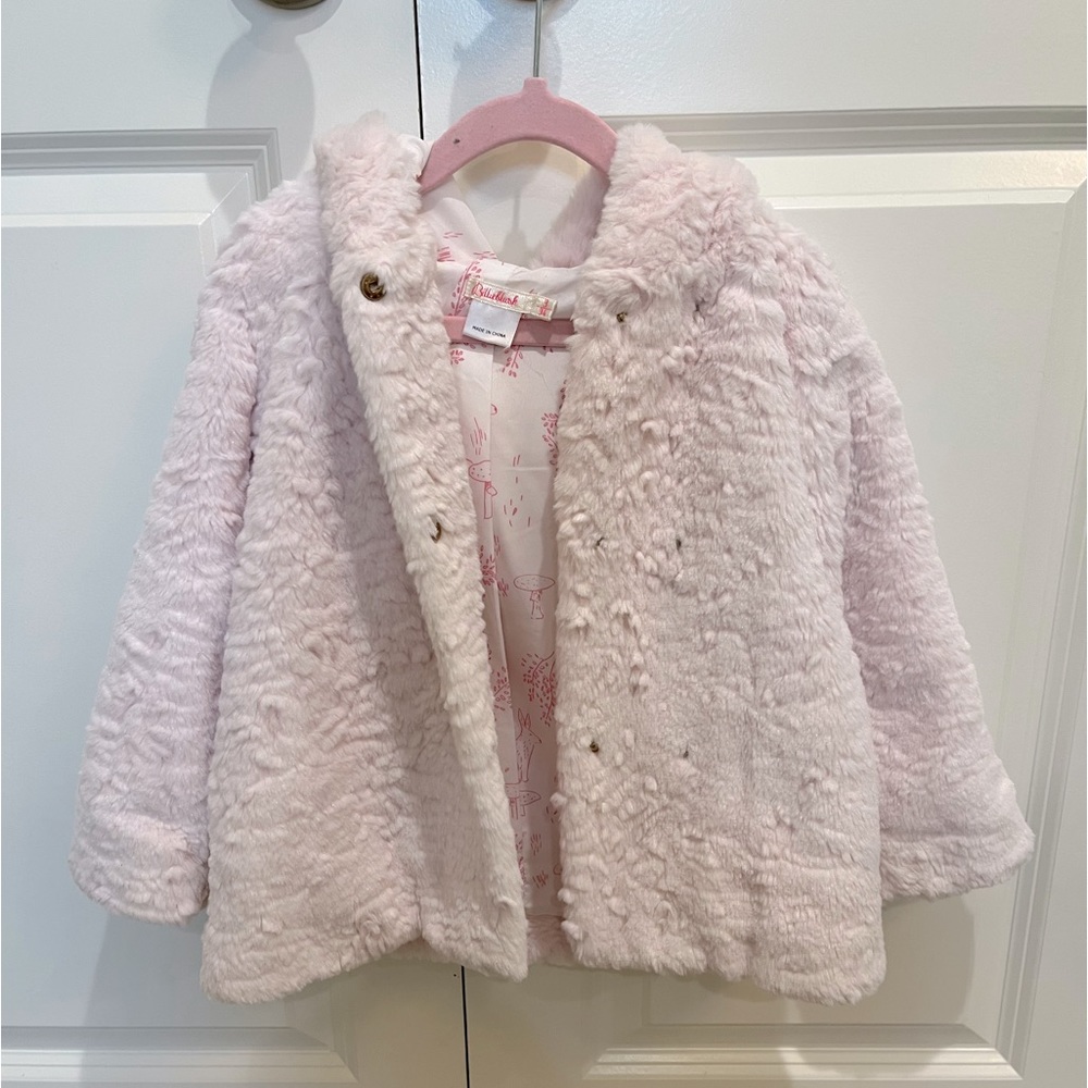 Billieblush Girls Hooded Fur Coat size 3